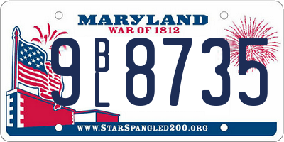 MD license plate 9BL8735