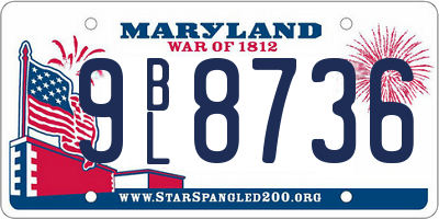 MD license plate 9BL8736