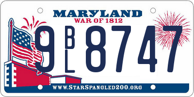MD license plate 9BL8747