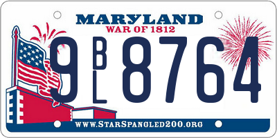 MD license plate 9BL8764