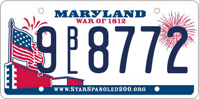 MD license plate 9BL8772