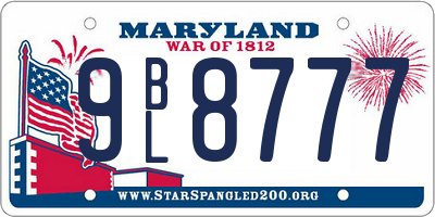 MD license plate 9BL8777