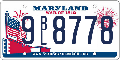 MD license plate 9BL8778