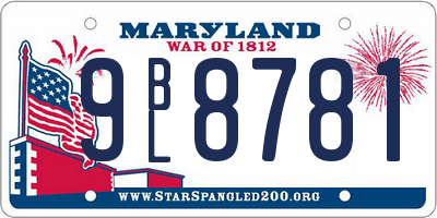 MD license plate 9BL8781