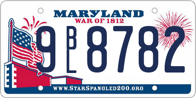 MD license plate 9BL8782