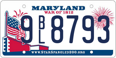 MD license plate 9BL8793