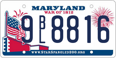 MD license plate 9BL8816