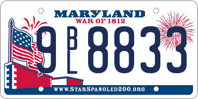 MD license plate 9BL8833