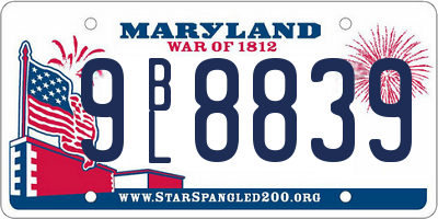 MD license plate 9BL8839