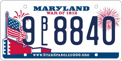 MD license plate 9BL8840