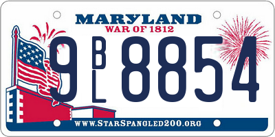 MD license plate 9BL8854