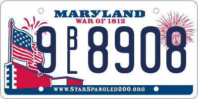 MD license plate 9BL8908