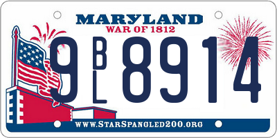 MD license plate 9BL8914