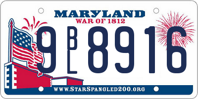 MD license plate 9BL8916
