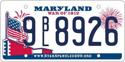 MD license plate 9BL8926