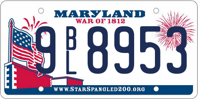 MD license plate 9BL8953
