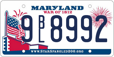 MD license plate 9BL8992