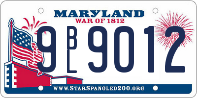 MD license plate 9BL9012