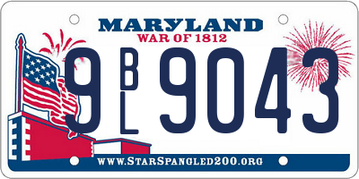 MD license plate 9BL9043
