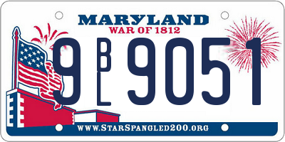 MD license plate 9BL9051