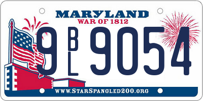 MD license plate 9BL9054