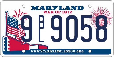 MD license plate 9BL9058