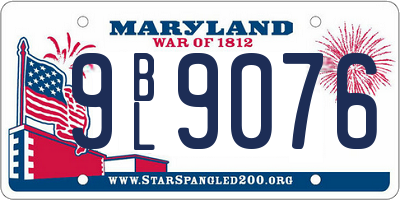 MD license plate 9BL9076