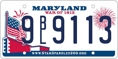 MD license plate 9BL9113