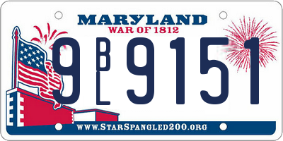 MD license plate 9BL9151
