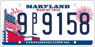 MD license plate 9BL9158