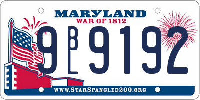 MD license plate 9BL9192