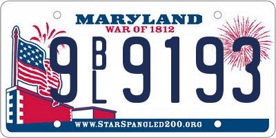 MD license plate 9BL9193