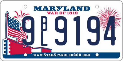 MD license plate 9BL9194