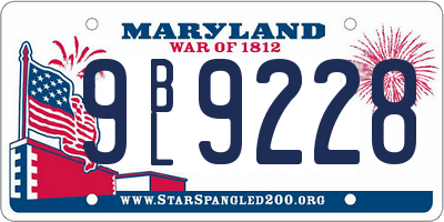 MD license plate 9BL9228