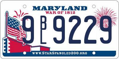 MD license plate 9BL9229