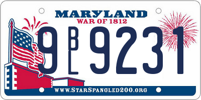 MD license plate 9BL9231