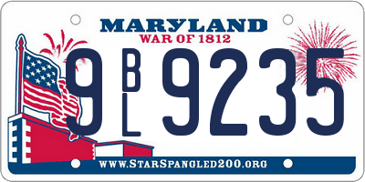 MD license plate 9BL9235