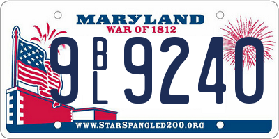 MD license plate 9BL9240