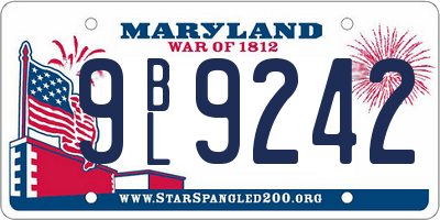 MD license plate 9BL9242
