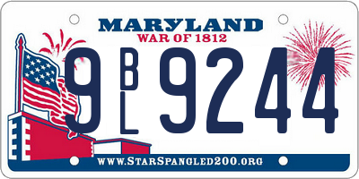 MD license plate 9BL9244