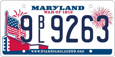 MD license plate 9BL9263