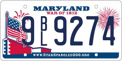 MD license plate 9BL9274