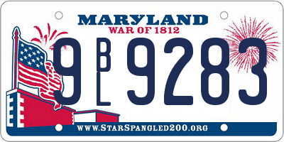 MD license plate 9BL9283