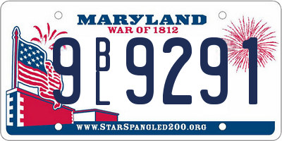 MD license plate 9BL9291