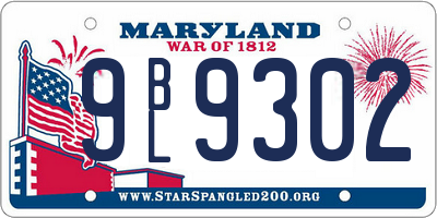MD license plate 9BL9302