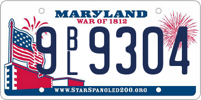 MD license plate 9BL9304