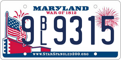 MD license plate 9BL9315