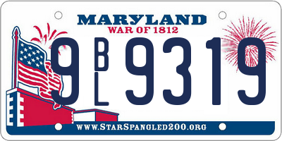 MD license plate 9BL9319