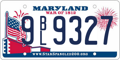 MD license plate 9BL9327