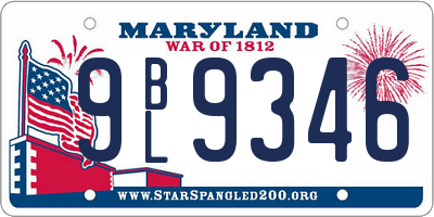 MD license plate 9BL9346